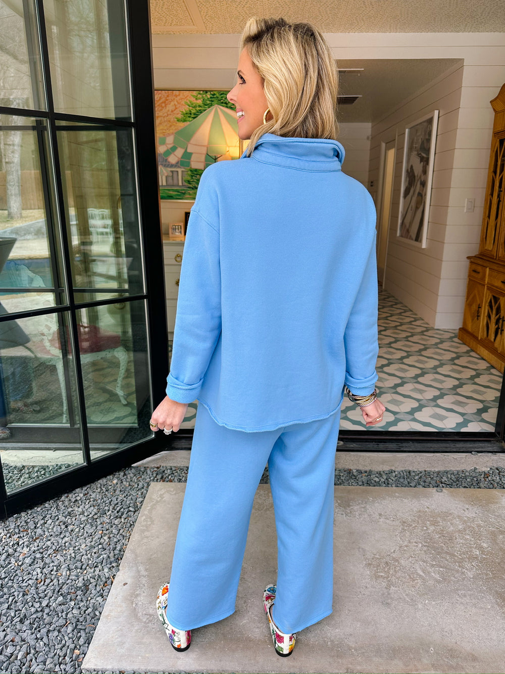 LOUNGE QUEEN LONG SLEEVE PANT SET - DUSTY BLUE