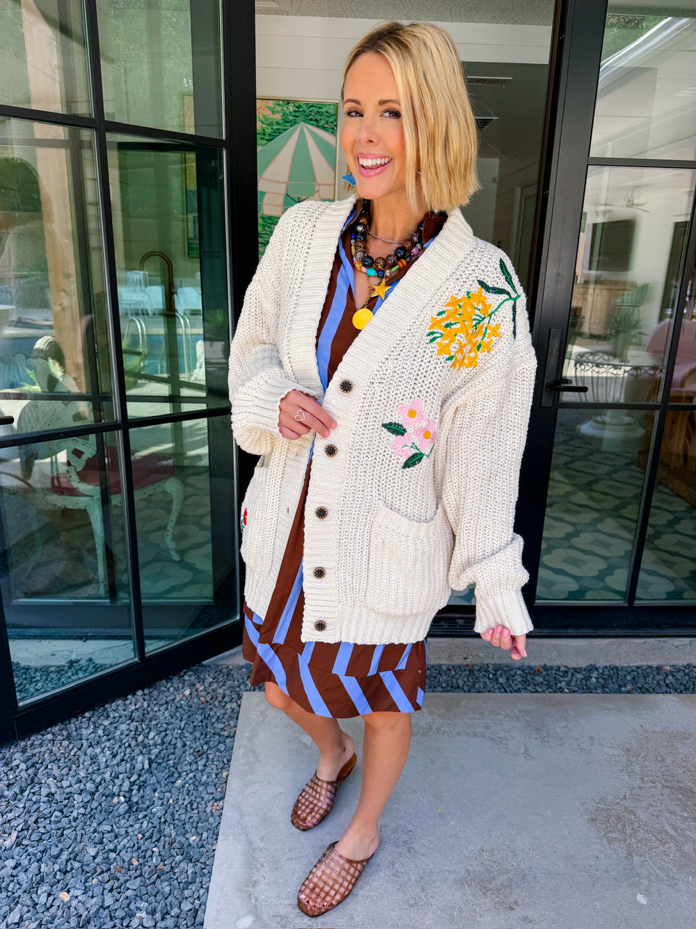 THE FLOWERS WE KEEP EMBROIDERED CARDIGAN