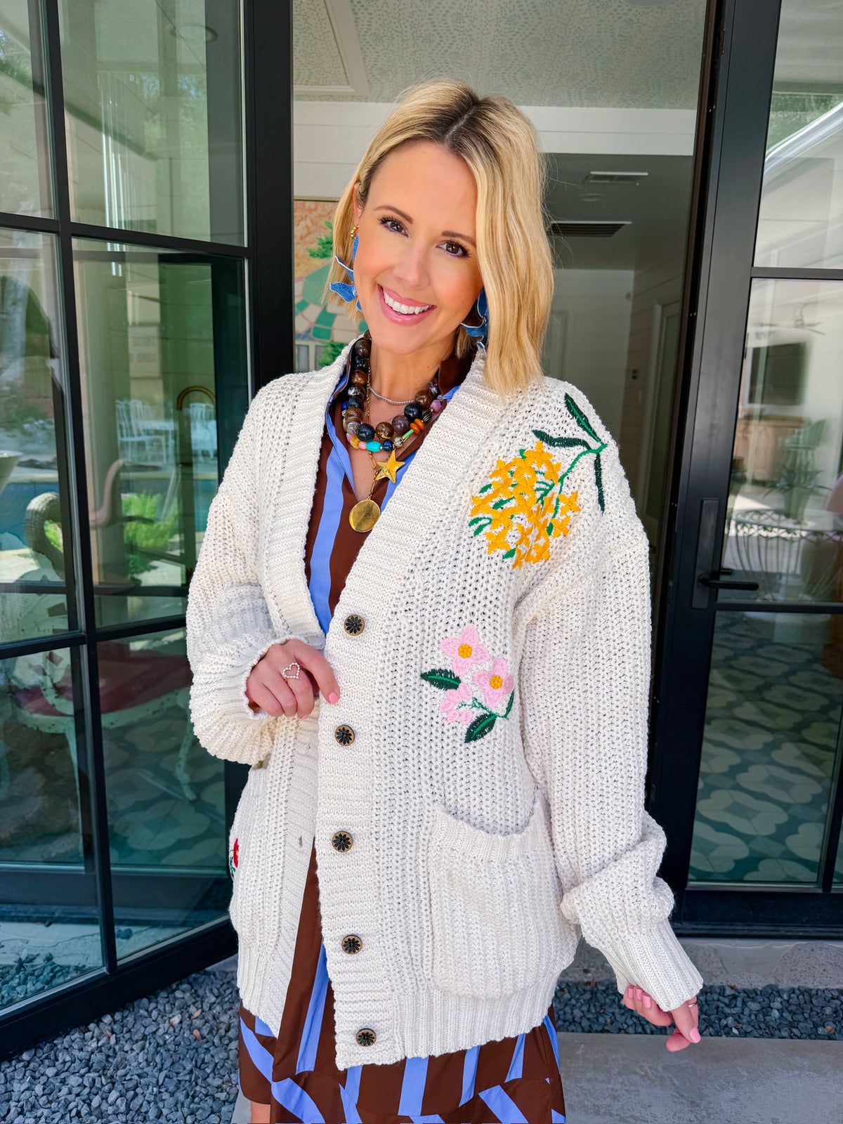 THE FLOWERS WE KEEP EMBROIDERED CARDIGAN
