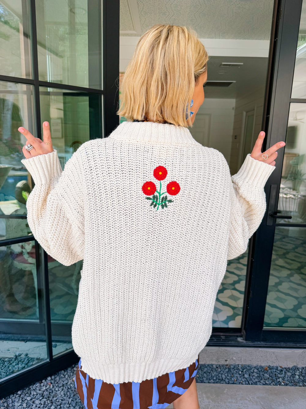 THE FLOWERS WE KEEP EMBROIDERED CARDIGAN