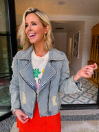 JUST A RHINESTONE REBEL MOTO JACKET