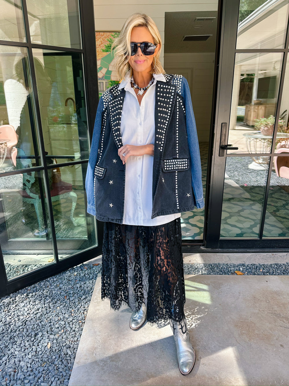STAR STUDDED AFFAIR DENIM JACKET — Hale House Boutique