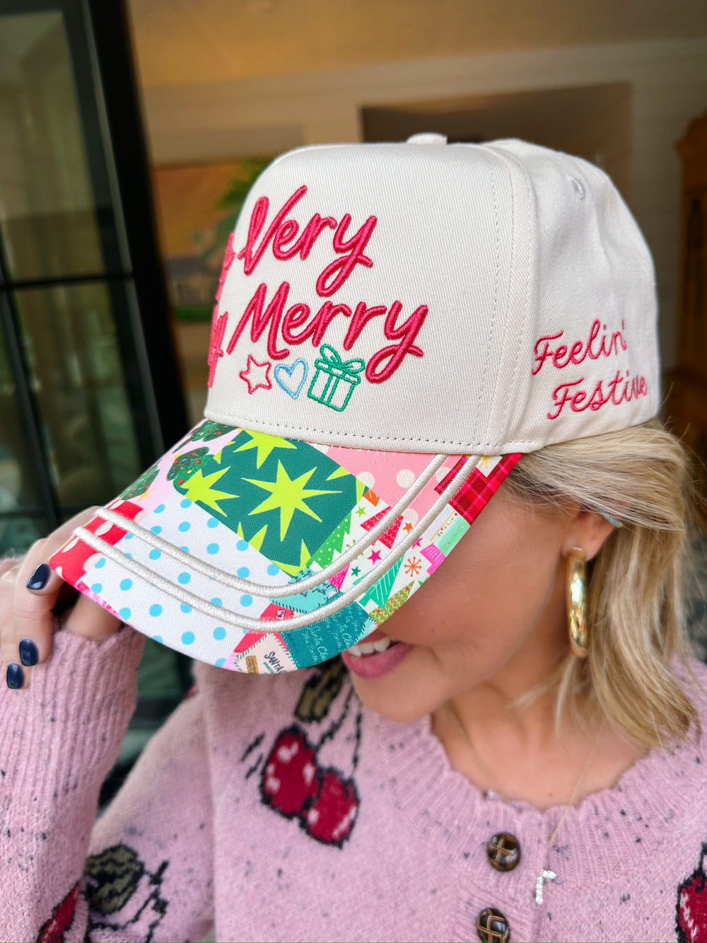 SO VERY VERY MERRY PATTERN PLAY CANVAS TRUCKER HAT