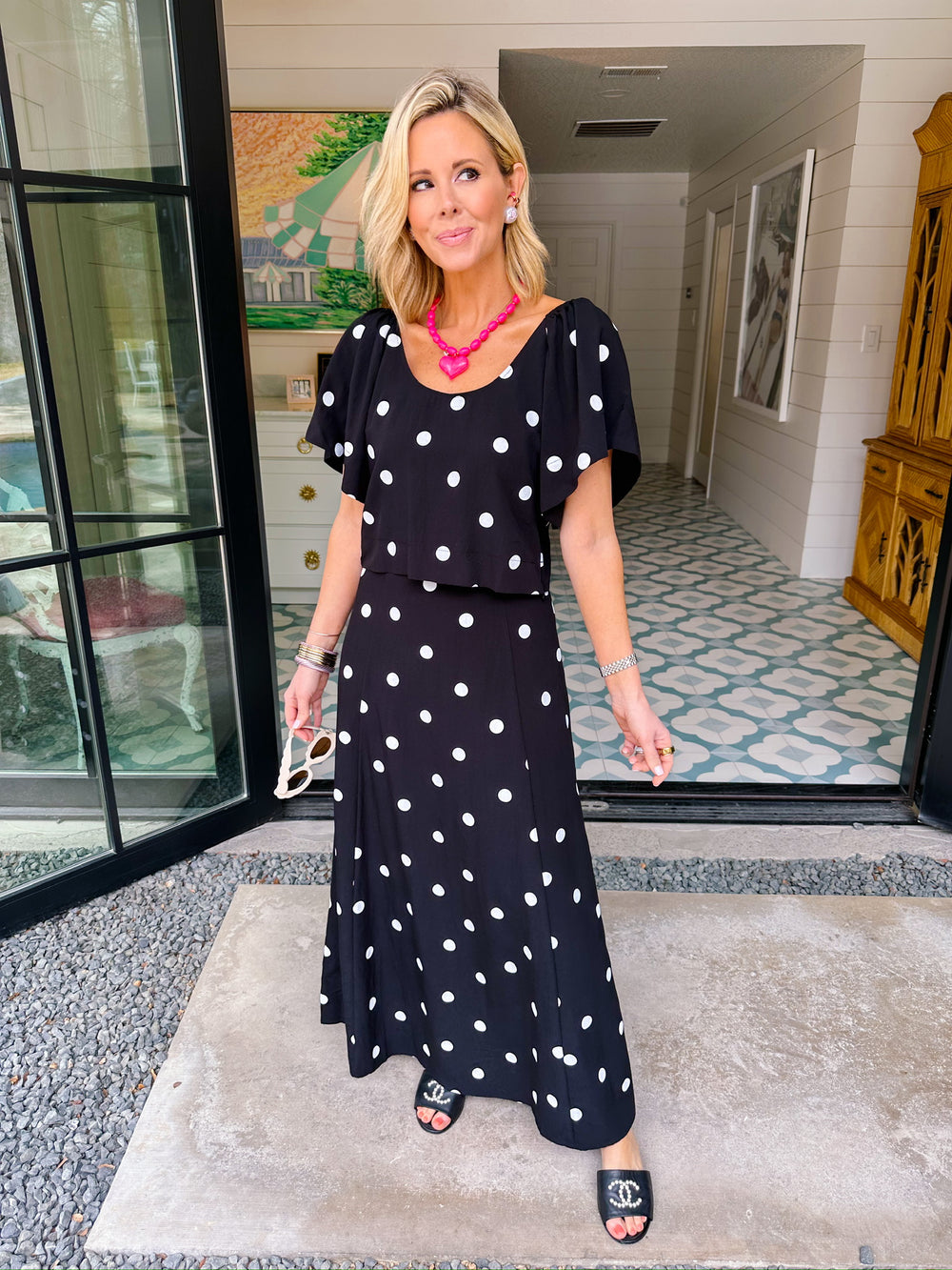 PALOMA POLKA DOT SKIRT SET - BLACK