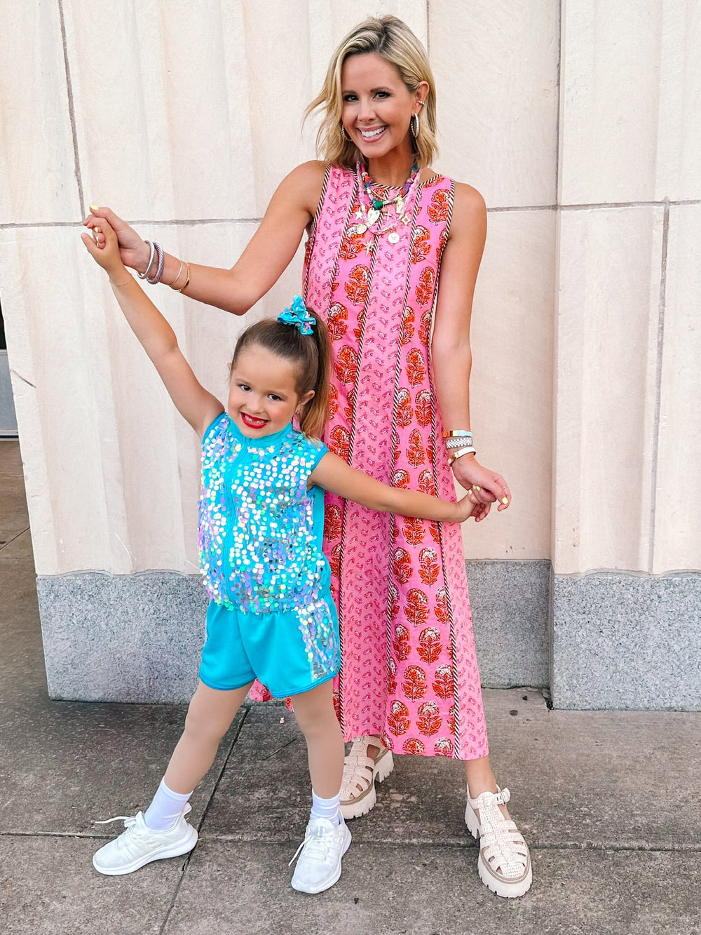 A LITTLE BIRDIE TOLD ME FLORAL PANEL MIDI DRESS - PINK