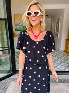 PALOMA POLKA DOT SKIRT SET - BLACK