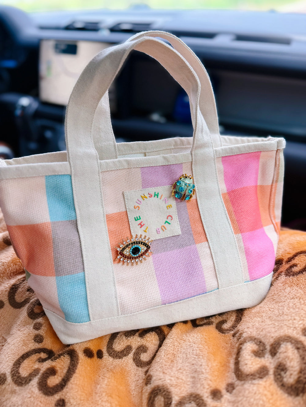 RAINBOW PLAID MINI TOTE