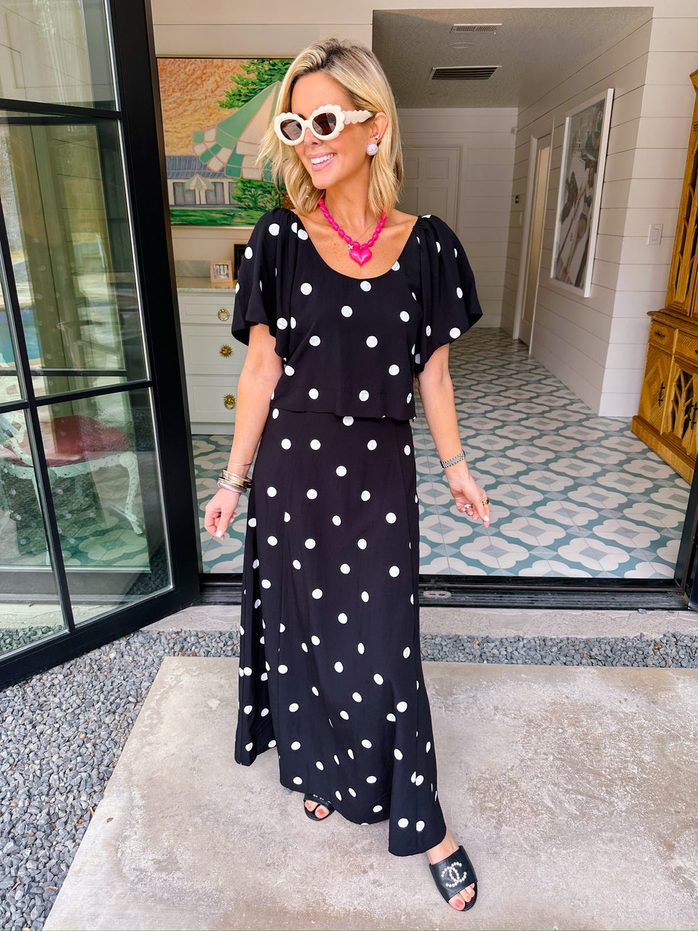 PALOMA POLKA DOT SKIRT SET - BLACK