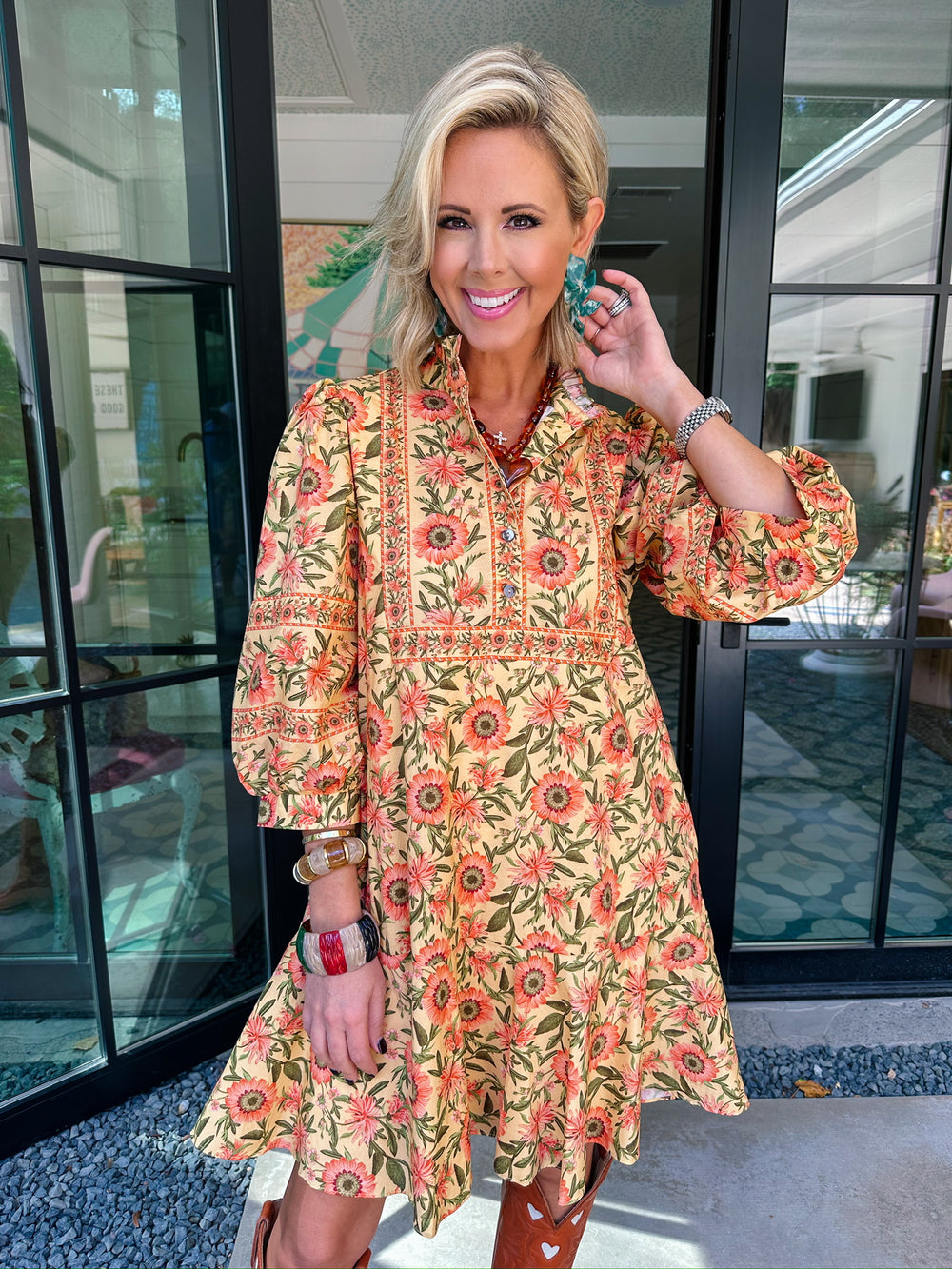 BENEATH THE SUNFLOWERS FLORAL DRESS