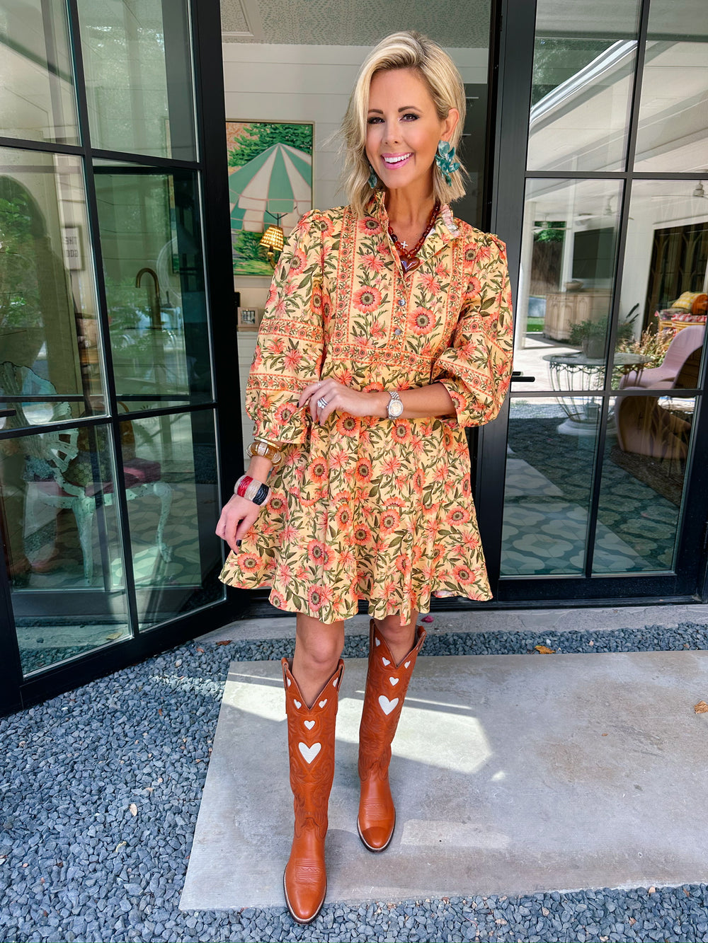 BENEATH THE SUNFLOWERS FLORAL DRESS