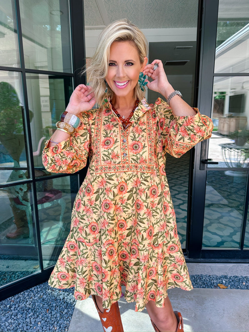 BENEATH THE SUNFLOWERS FLORAL DRESS