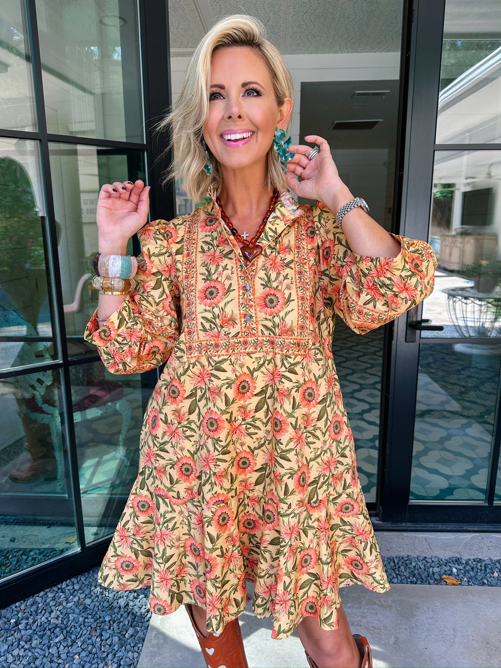 BENEATH THE SUNFLOWERS FLORAL DRESS