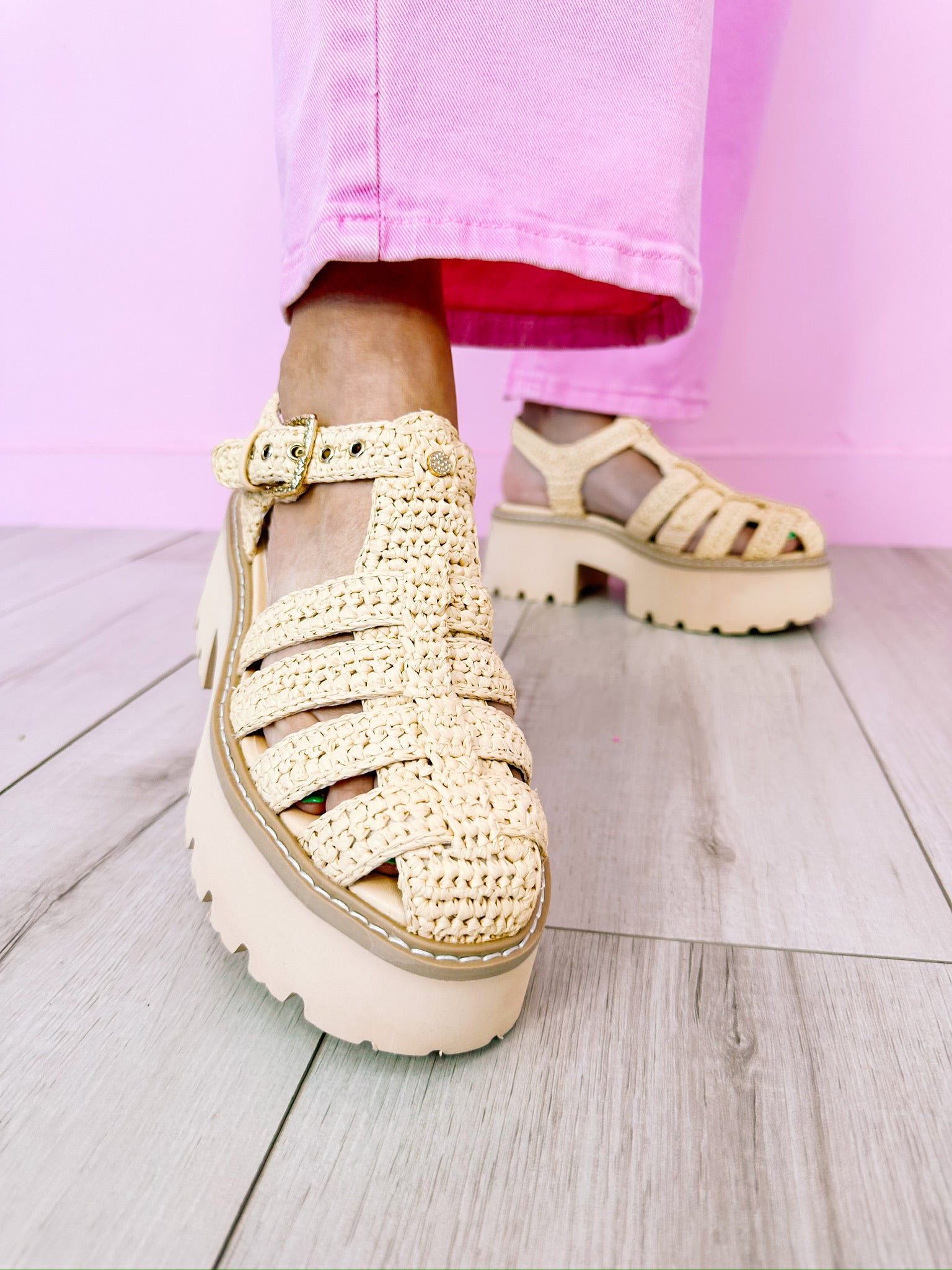 LASLY CHUNKY SANDALS - NATURAL