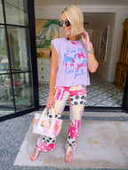 PLAYFUL PATCH RAW HEM JEANS - PINK
