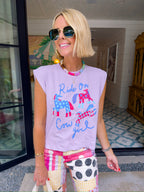 RIDE ON COWGIRL MUSCLE TEE - LILAC