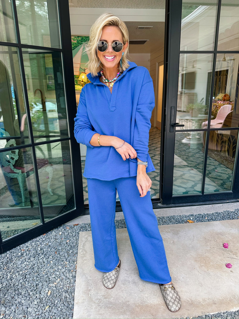 LOUNGE QUEEN PANT SET - BLUE