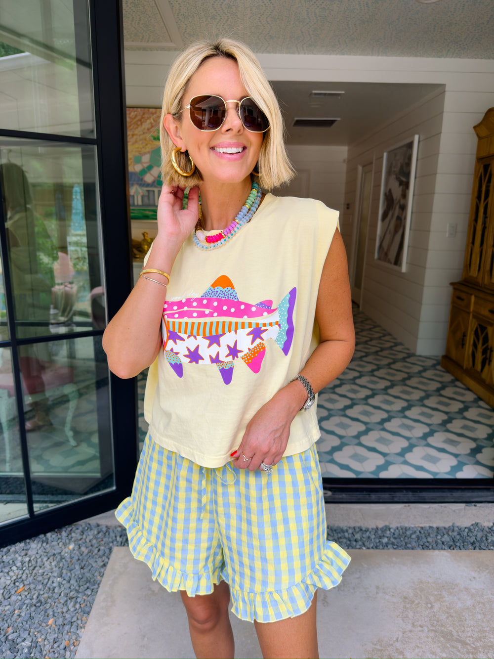 REEL GOOD DAY MUSCLE TEE - YELLOW