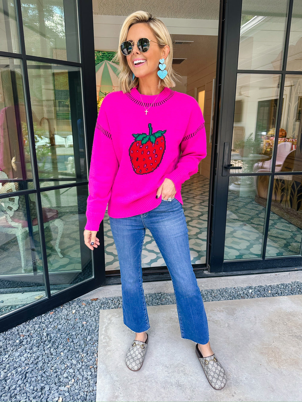 PICK ME STRAWBERRY SWEATER - MAGENTA