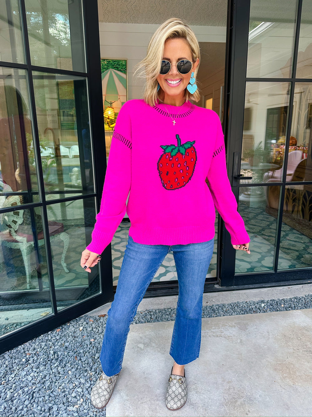 PICK ME STRAWBERRY SWEATER - MAGENTA