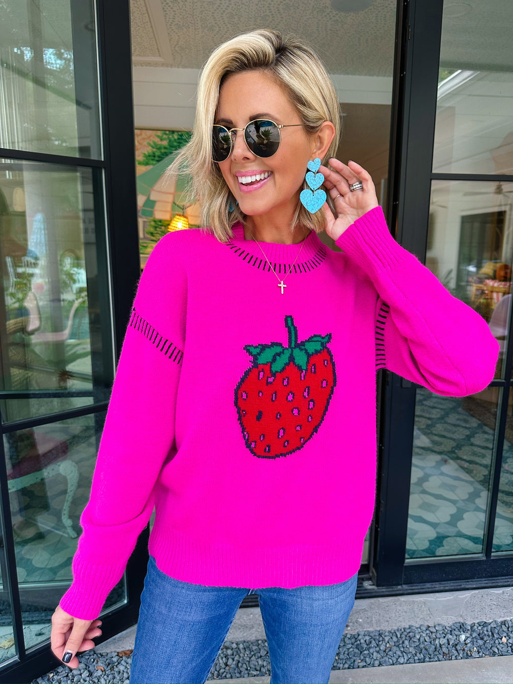 PICK ME STRAWBERRY SWEATER - MAGENTA