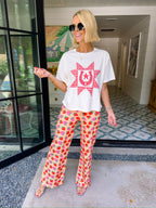 GINGHAM QUILTED HORSHOE TEE - IVORY