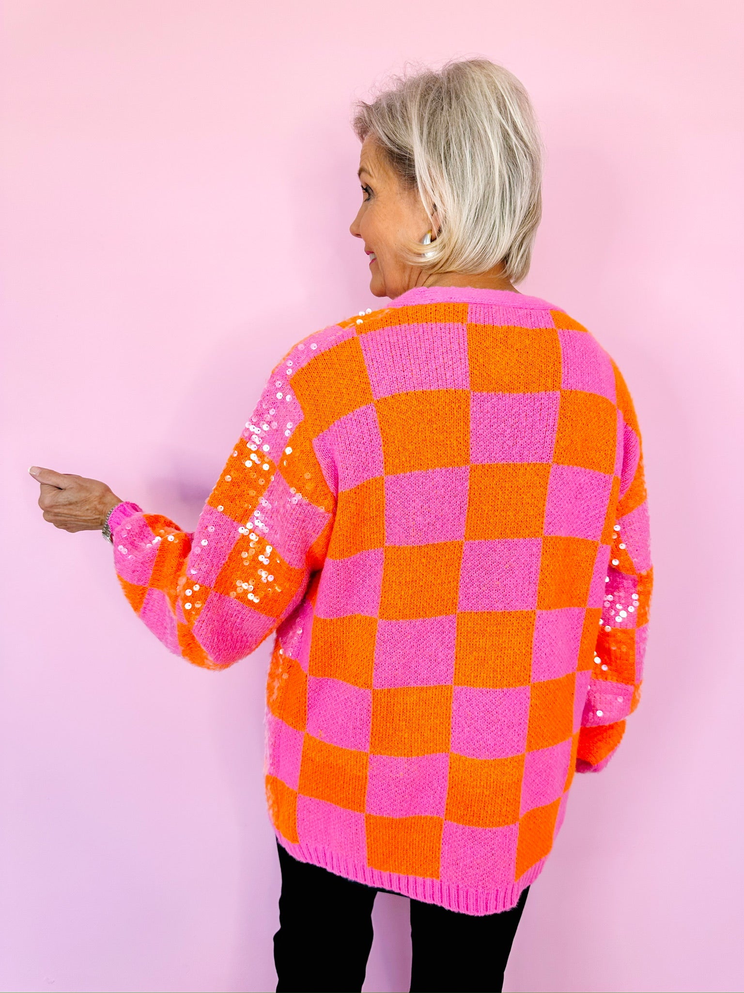 CHECK OUT THESE SEQUINS CARDIGAN - PINK/ORANGE