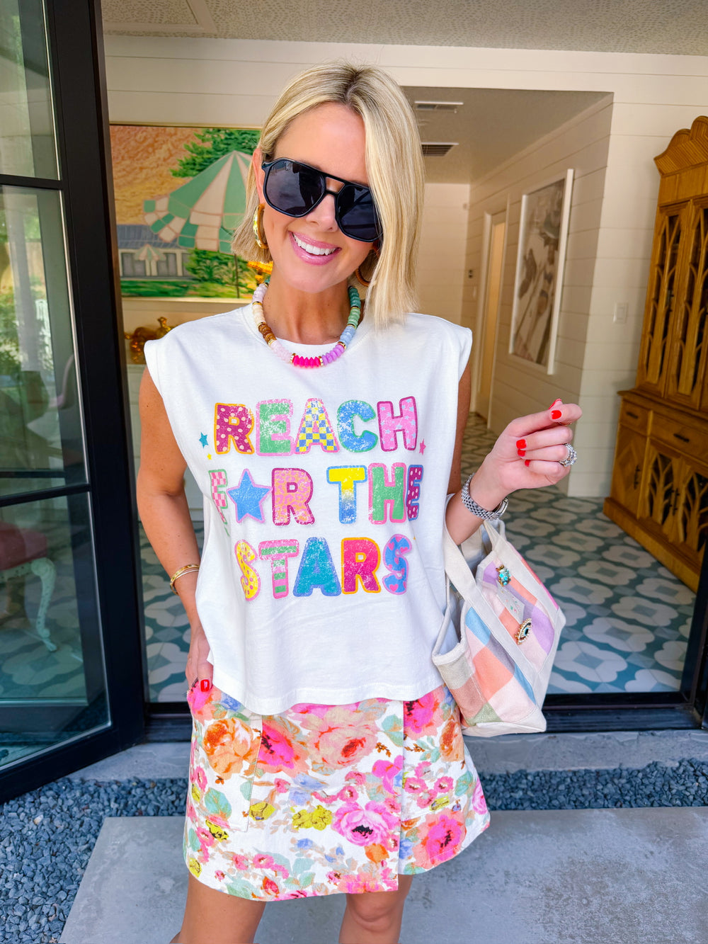 REACH FOR THE STARS MUSCLE TEE - CREAM