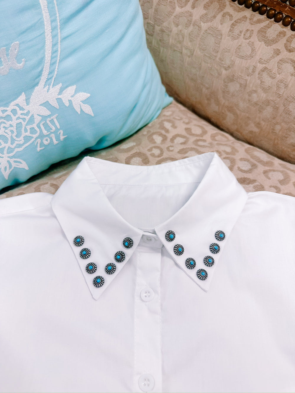 TURQUOISE STONE WHITE DICKEY COLLAR