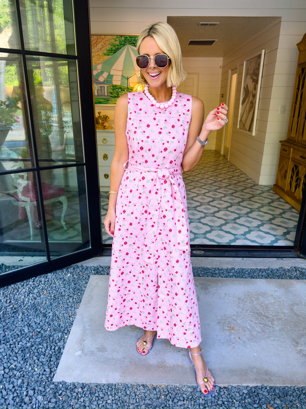 ROSEBUD ROMANCE MIDI DRESS - PINK