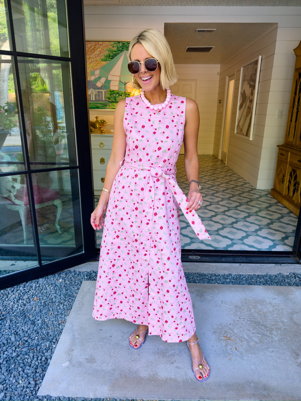 ROSEBUD ROMANCE MIDI DRESS - PINK
