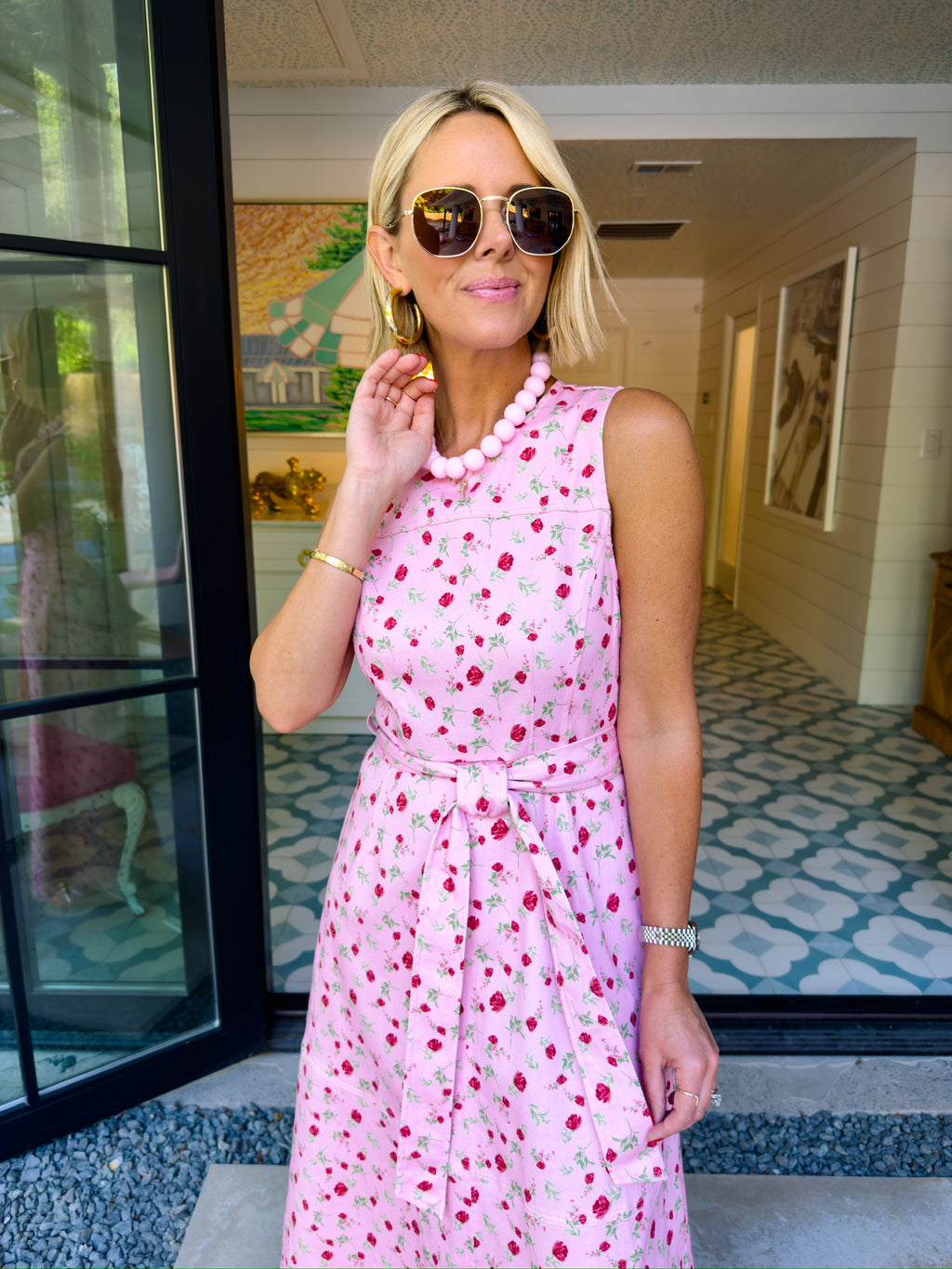 ROSEBUD ROMANCE MIDI DRESS - PINK