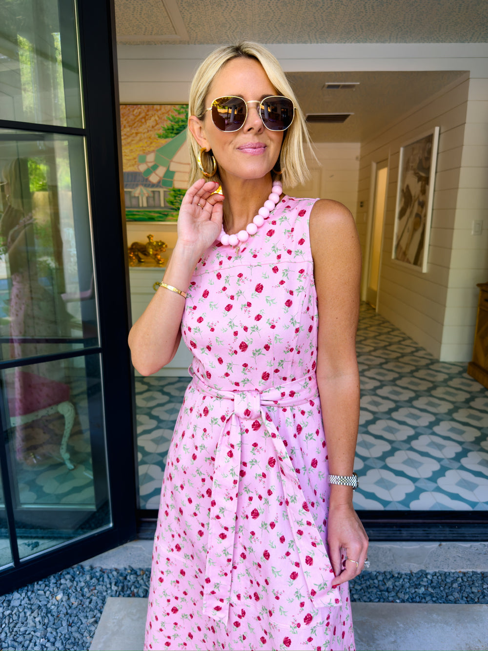 ROSEBUD ROMANCE MIDI DRESS - PINK
