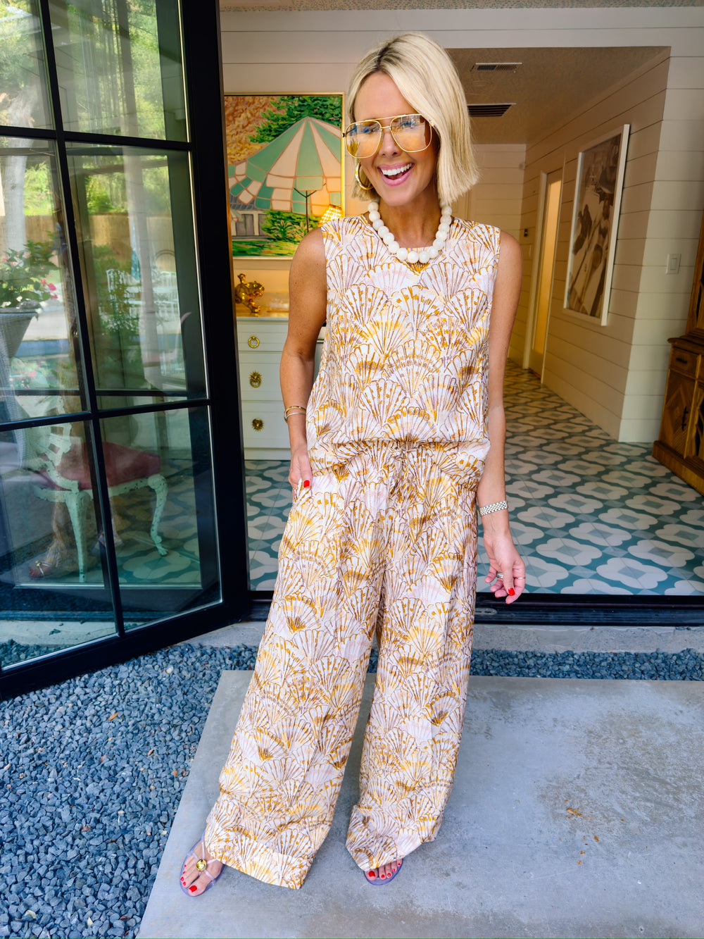SOLEIA SEASHELL PANT SET - YELLOW