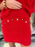 CUTE AS A BUTTON KNIT SKIRT SET - RED