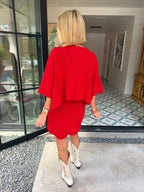 CUTE AS A BUTTON KNIT SKIRT SET - RED