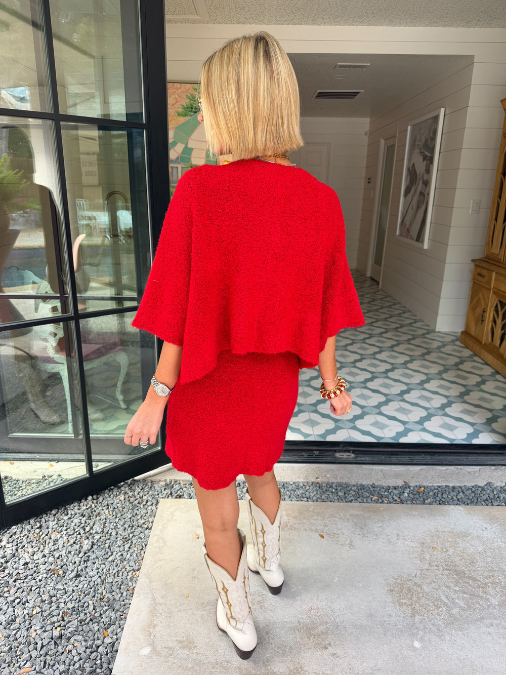 CUTE AS A BUTTON KNIT SKIRT SET - RED