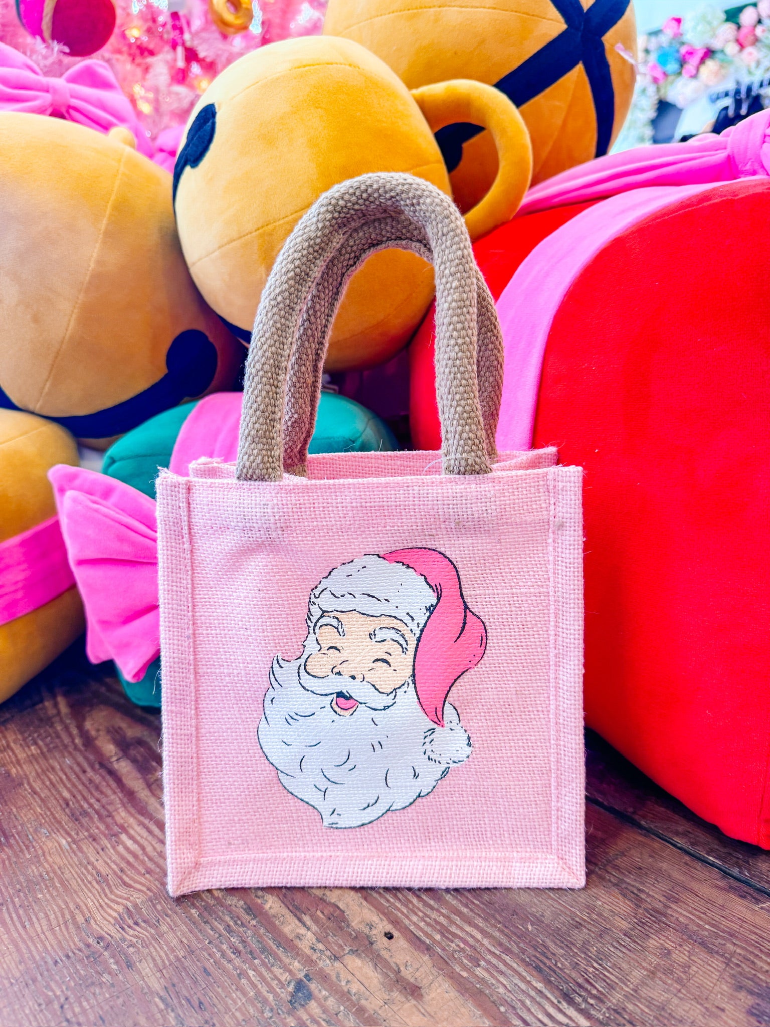 HOHOHO SANTA PETITE TOTE - PINK 7x7x5