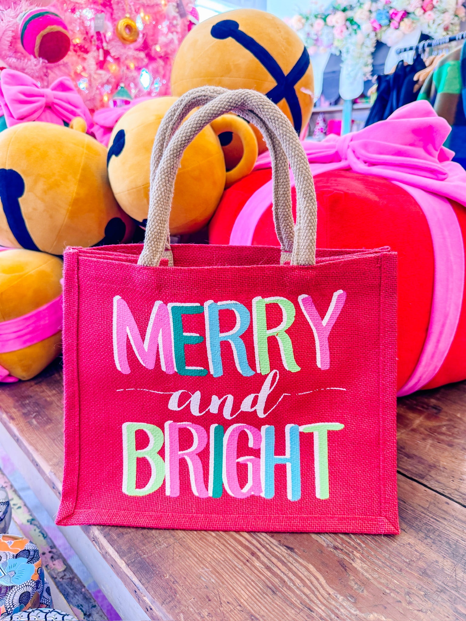 MERRY & BRIGHT TOTE - RED 12x10x8