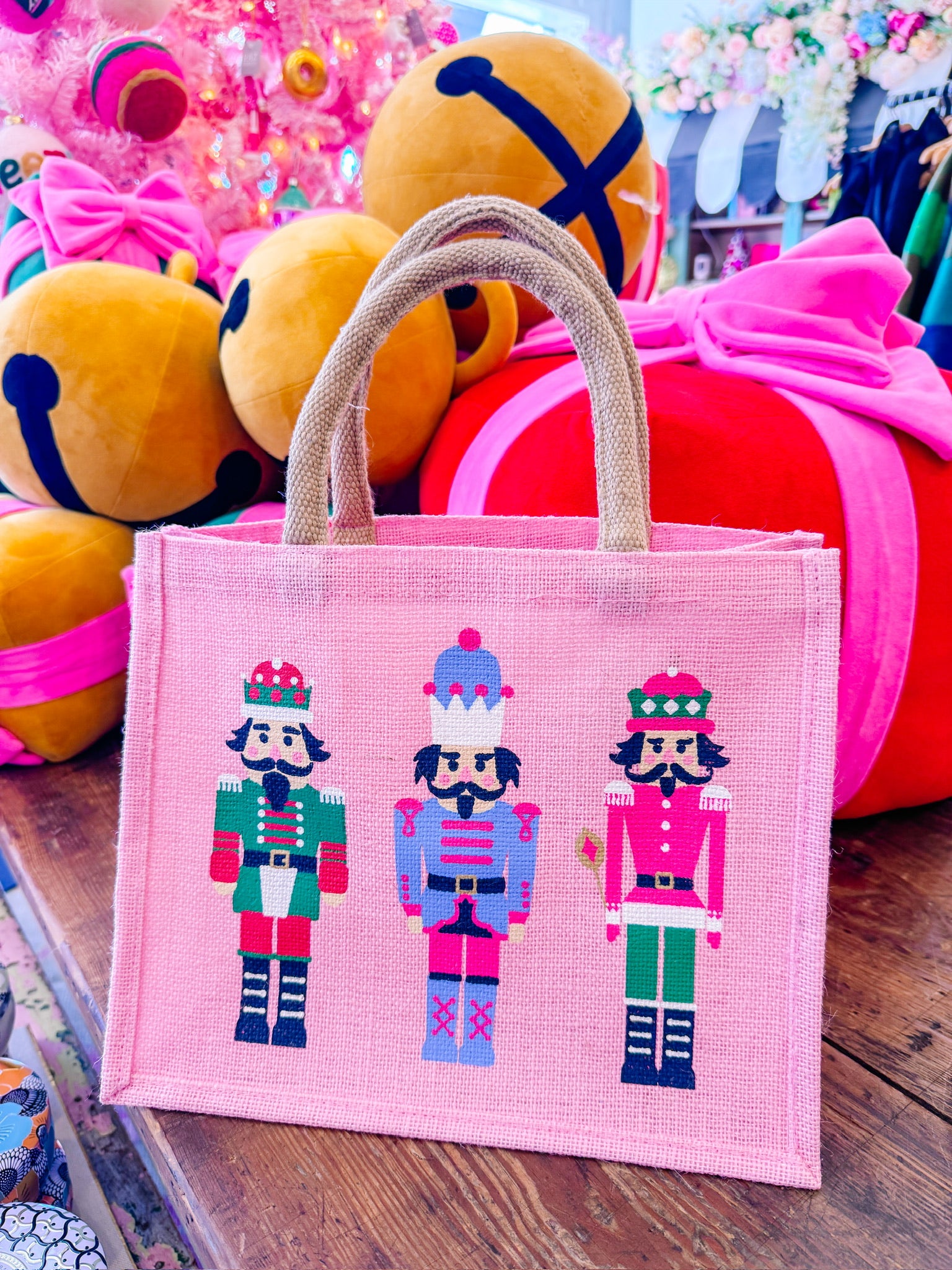 NUTCRACKER MARCH TOTE - PINK 12x10x8