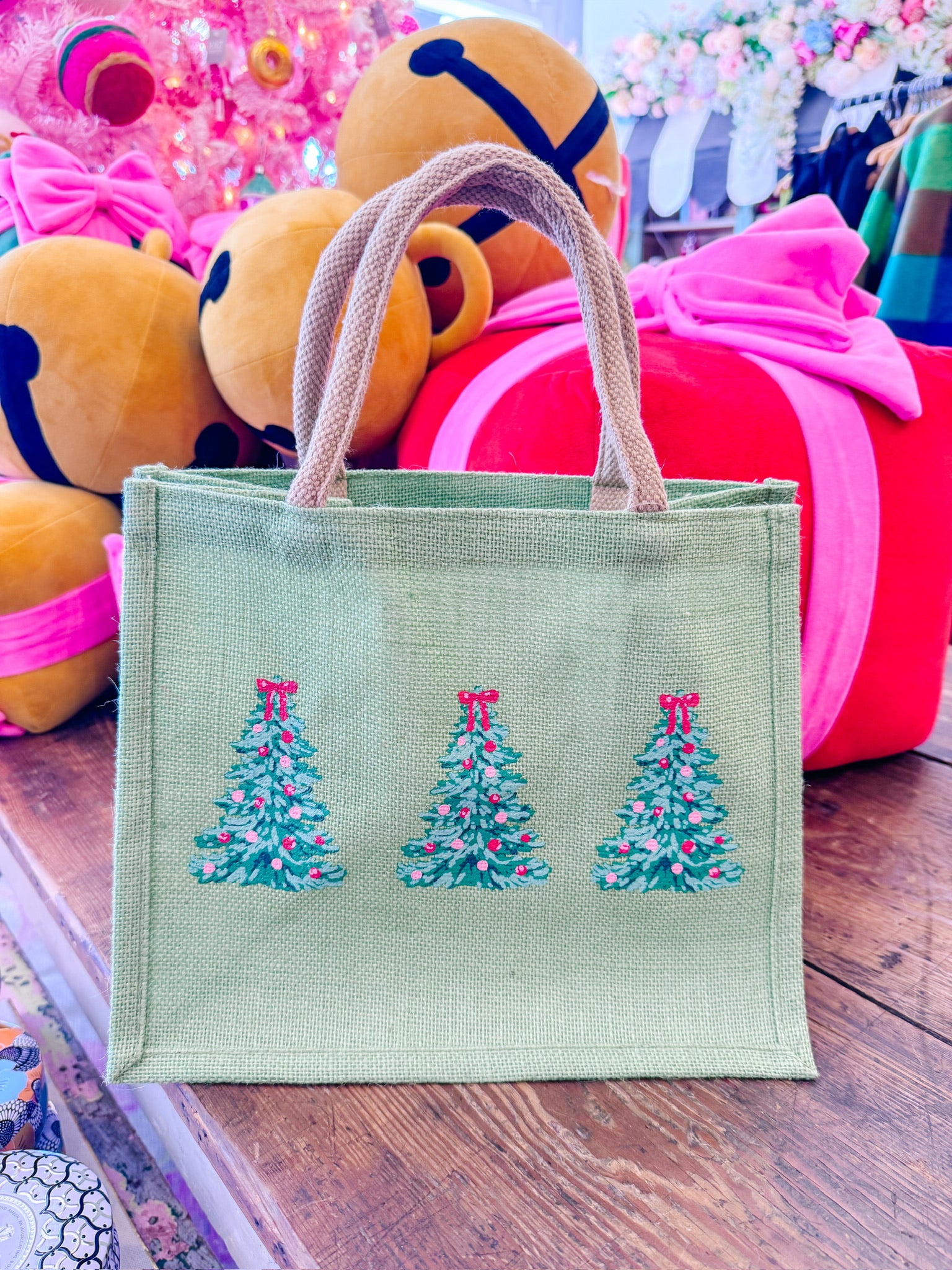 NOELLE TREE TRIO TOTE - GREEN 12x10x8