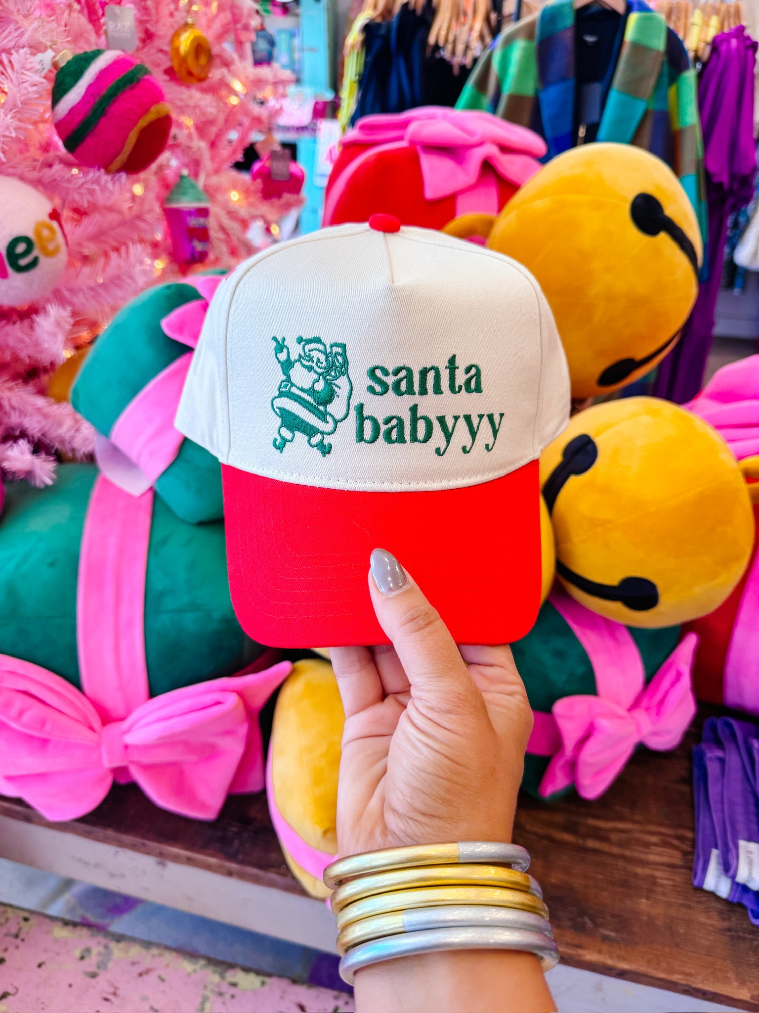 SANTA BABY TRUCKER HAT - RED