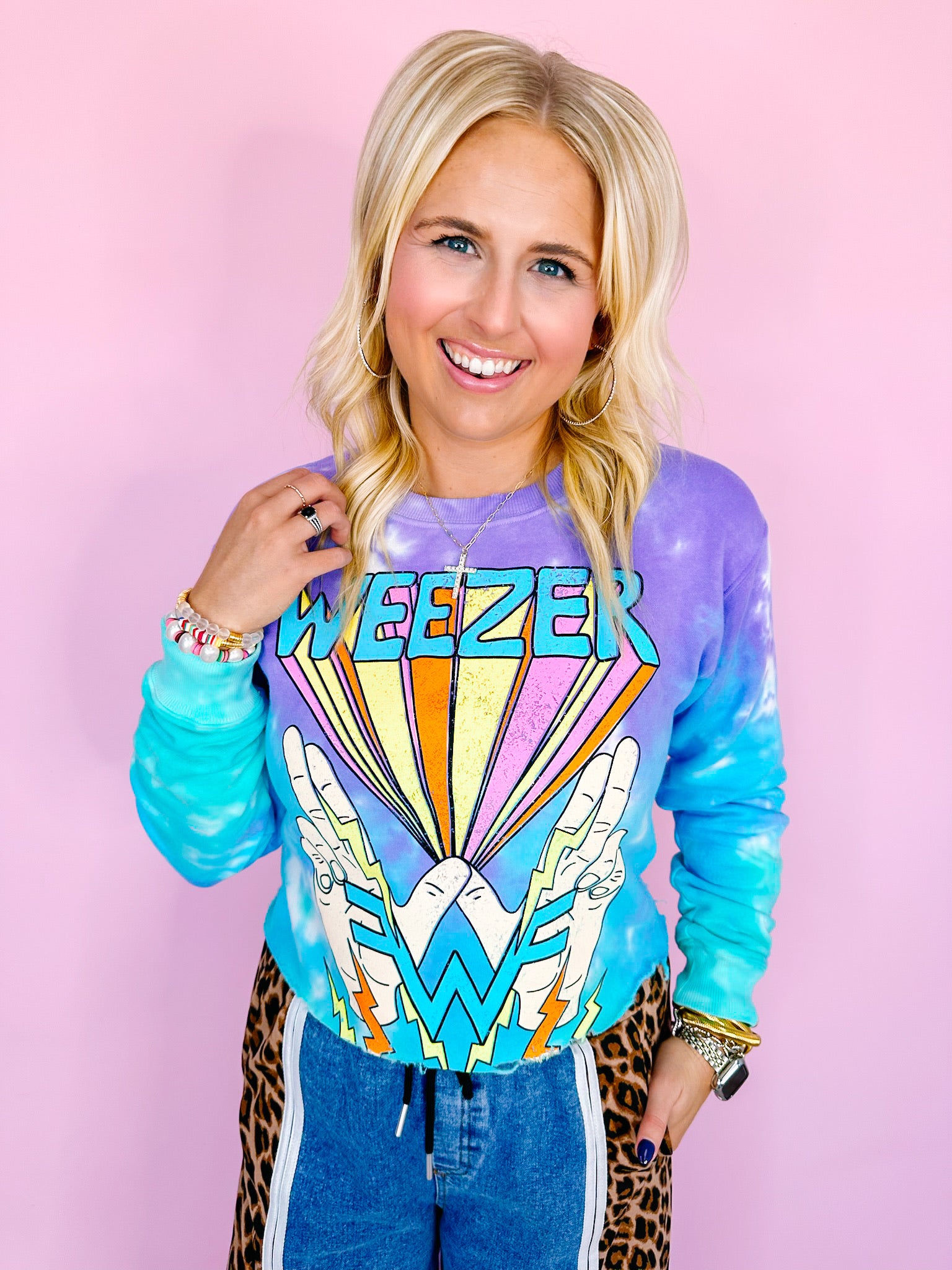 WEEZER TIE DYE SWEATSHIRT