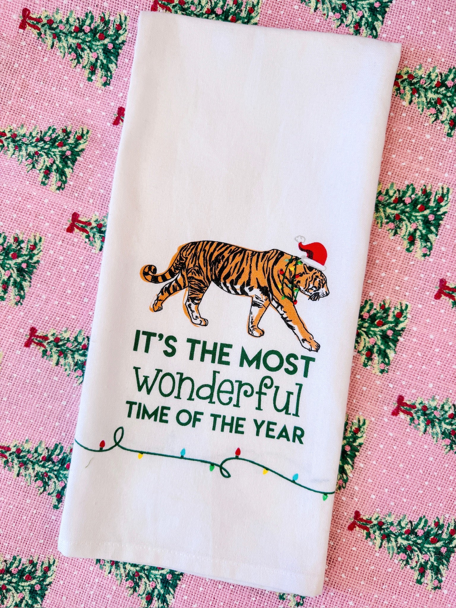 WONDERFUL CHRISTMAS TIGER HAND TOWEL