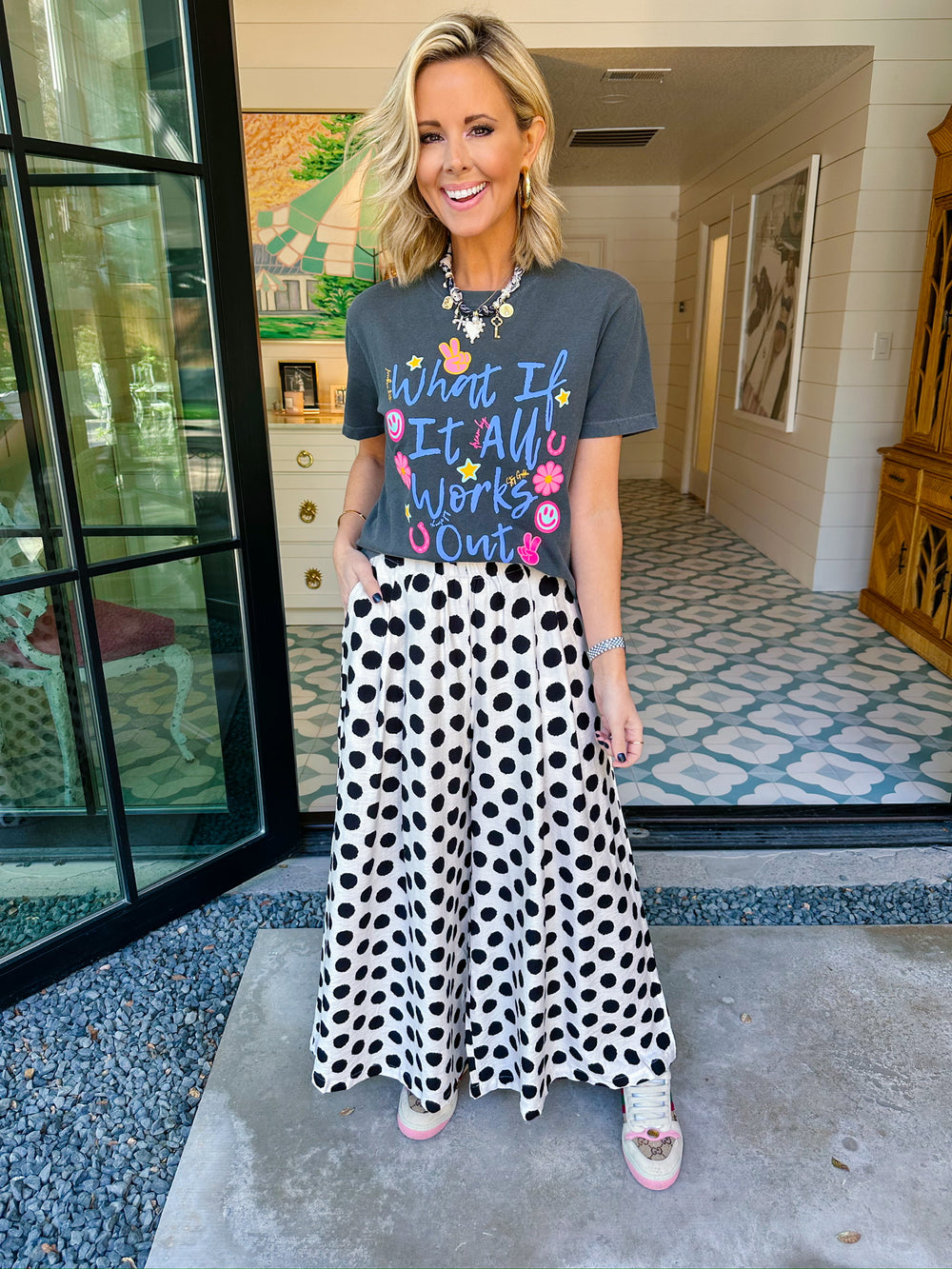 WHAT IF IT ALL WORKS OUT CROP TEE - CHARCOAL