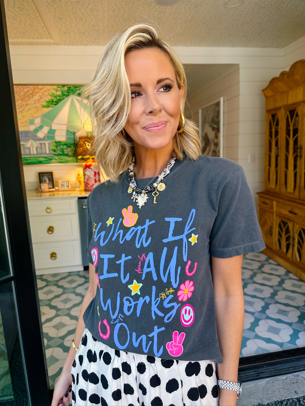 WHAT IF IT ALL WORKS OUT CROP TEE - CHARCOAL