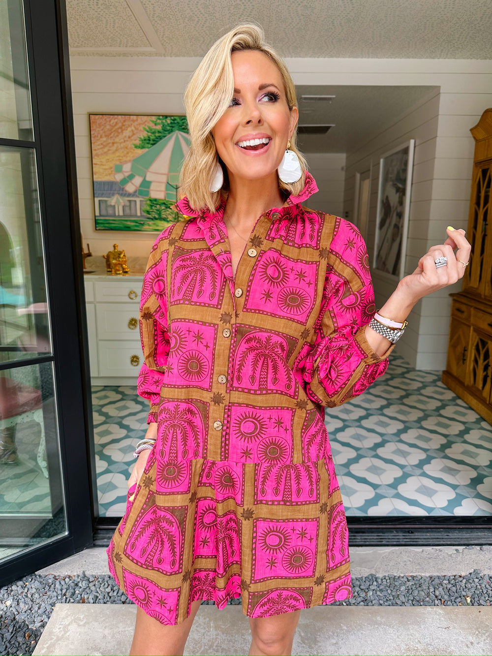 MEET ME IN PALM SPRINGS ROMPER - BROWN/PINK