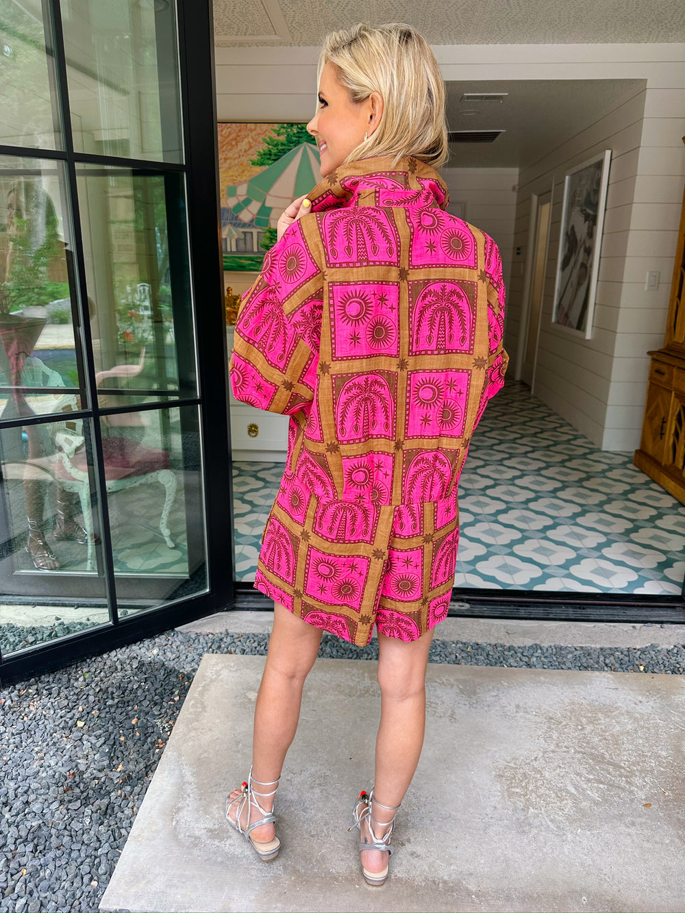MEET ME IN PALM SPRINGS ROMPER - BROWN/PINK