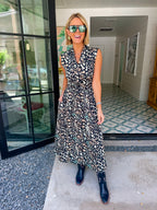 LEOPARD STATE OF MIND MIDI DRESS - BLACK