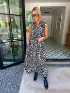 LEOPARD STATE OF MIND MIDI DRESS - BLACK
