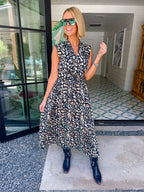 LEOPARD STATE OF MIND MIDI DRESS - BLACK